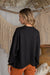 Round Neck French Terry Top in Black
