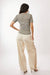 Mesh Lace Stretch Short Sleeve Blouse in Olive Khaki