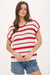 Stripe Scallop Crochet Sweater in Red