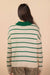 Oversized Button Down Striped Casual Sweater in Green