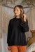 Round Neck French Terry Top in Black