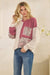Patchwork Knit Long Sleeve Pullover Top in Burgundy or Olive