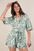 Printed Button Down Resort Romper in Sage