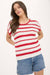 Stripe Scallop Crochet Sweater in Red