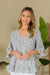 V-Neck Floral Ruffle Blouse in Blue