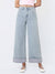 Super High Rise Cuffed Striped Wide Denim by Vervet