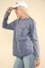 Mineral Washed Casual Knit Top in Denim Blue