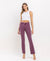 Mid Rise Raw Hem Bootcut in Sangria