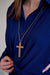 avenue Zoe Necklace Leather Cross Pendant Long Necklace