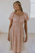Smocked Waist Mixed Media Dress