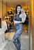 Silver Marble Swirl Mono B 4 Way Stretch Leggings