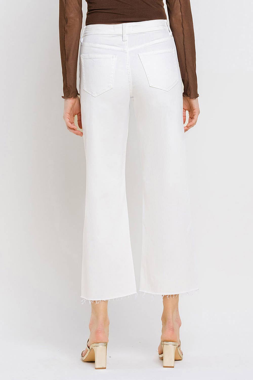High Rise Wide Leg Denim in Optic White by Vervet