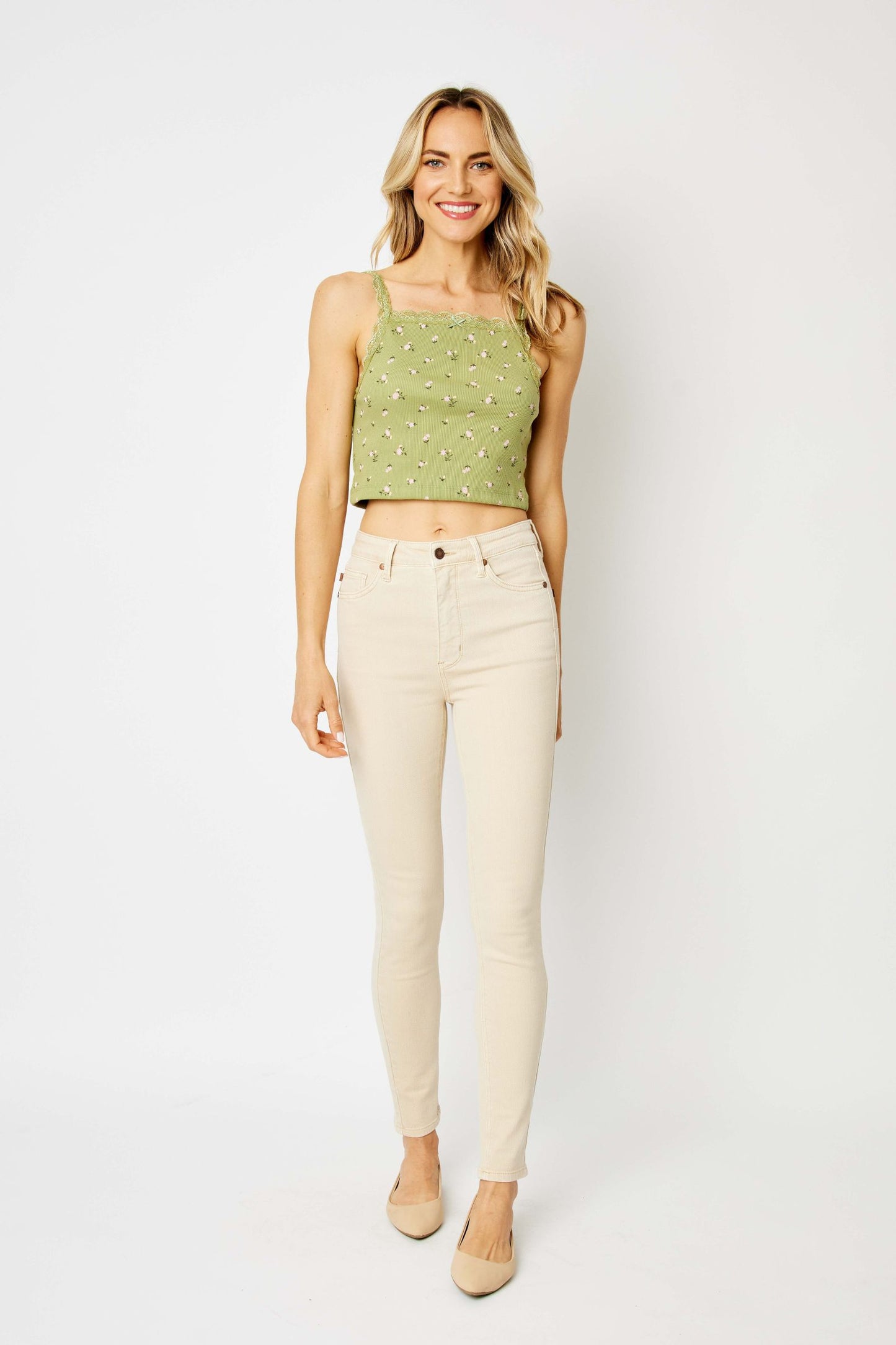 Wanda High Rise Control Top Skinny Jeans in Bone