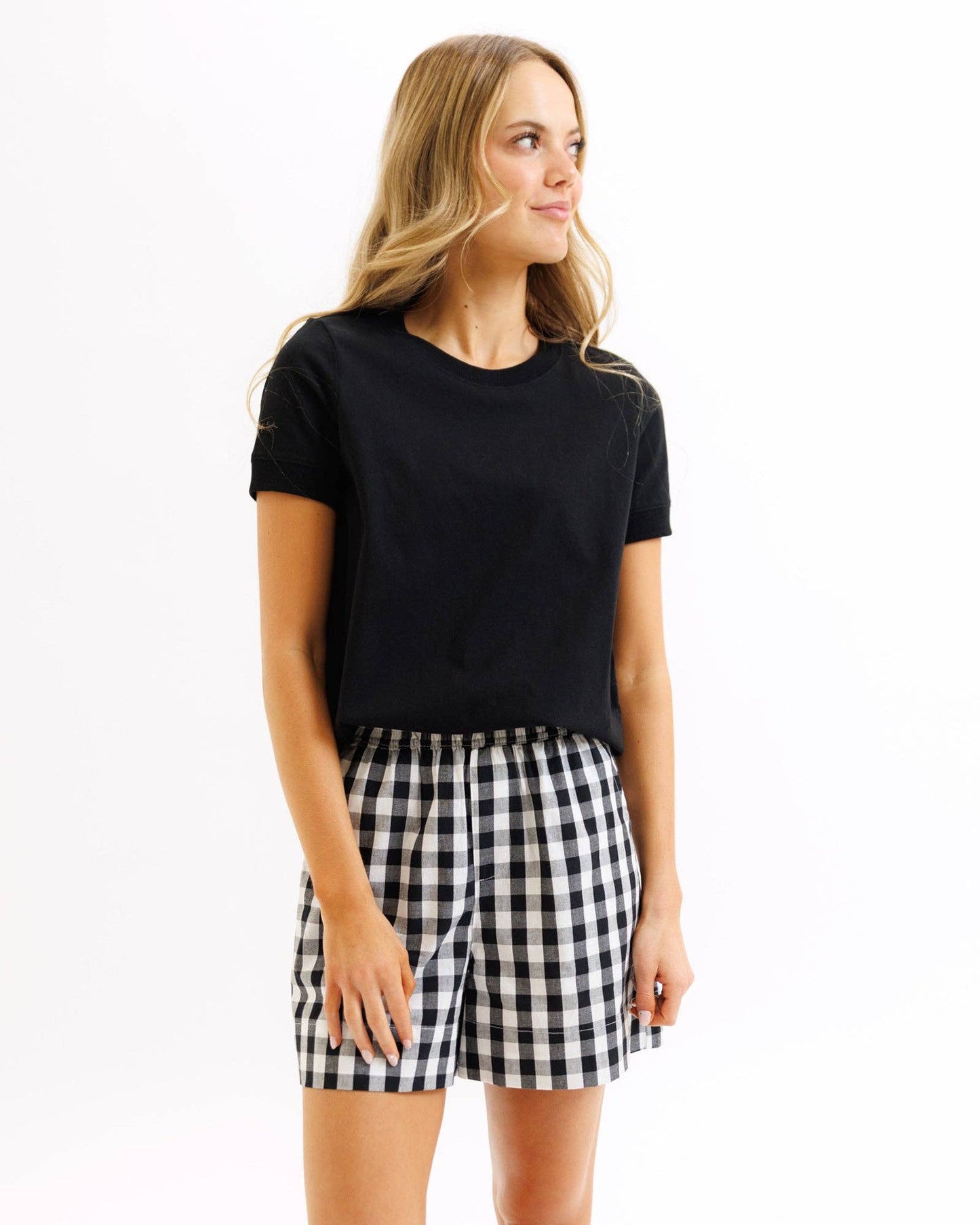 Summer Club Lounge Short in Plaid and Stripes in Black or Navy