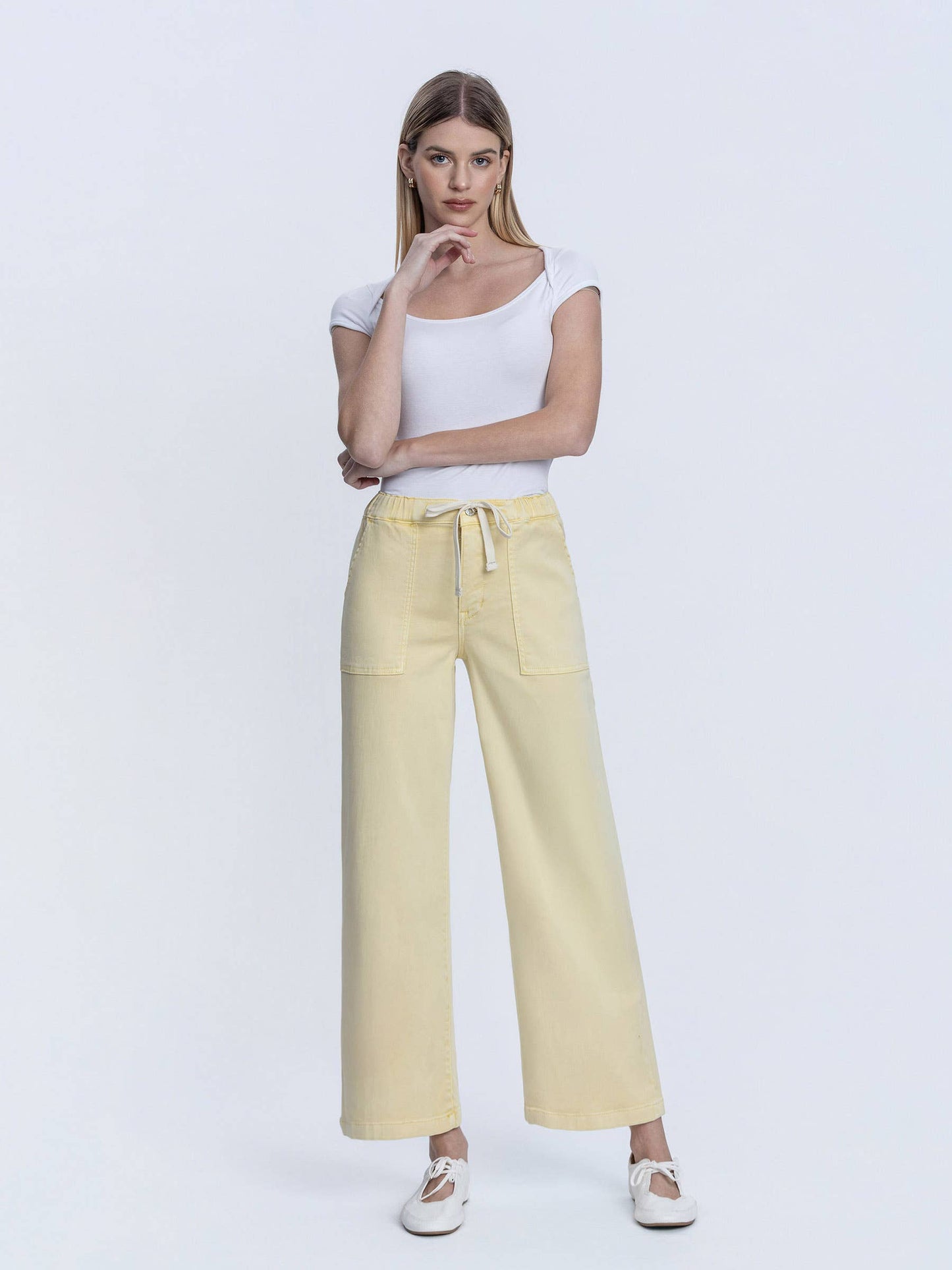 High Rise Wide Denim in Sundress Yellow by Lovervet