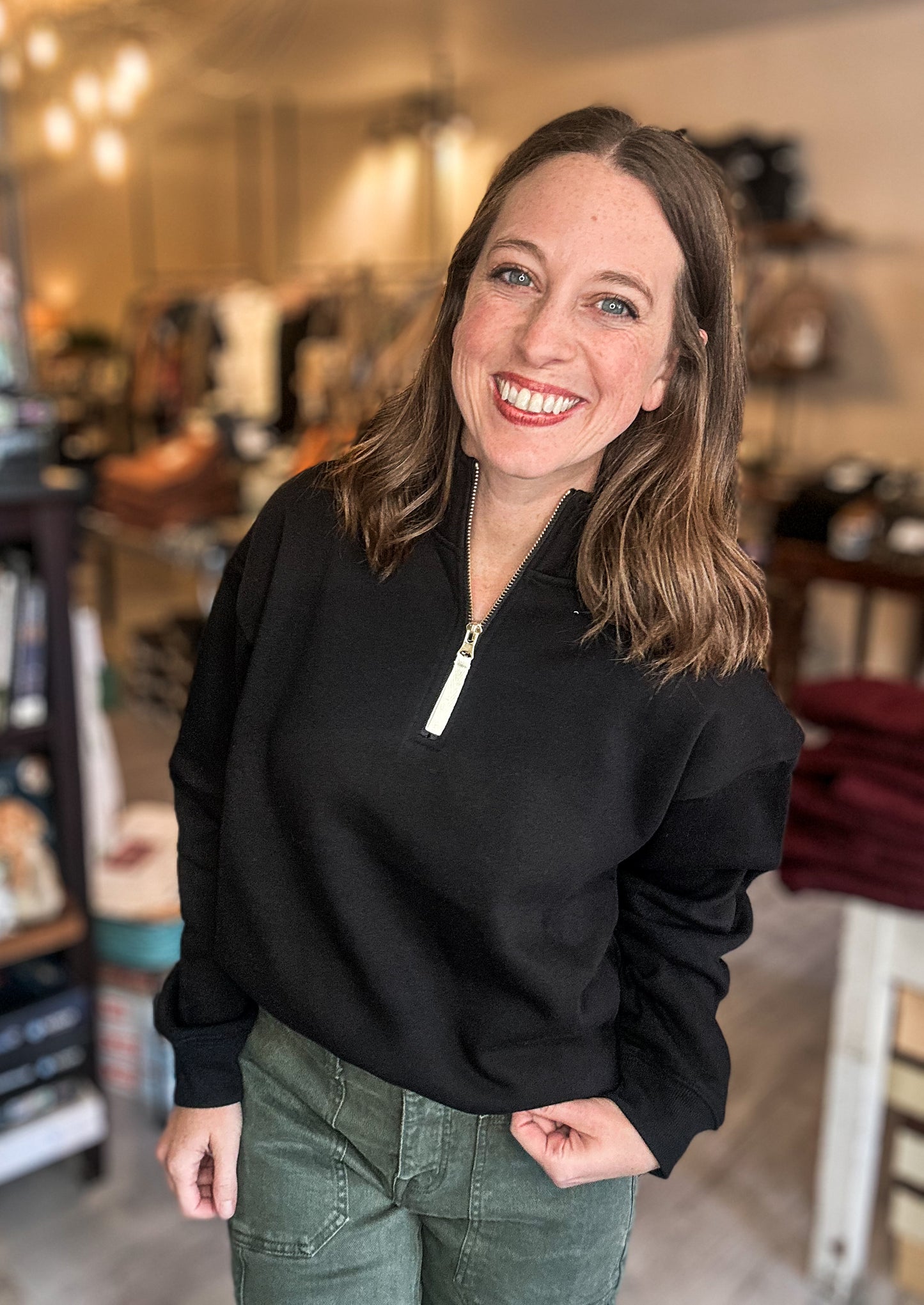 Fleece Half Zip in Black