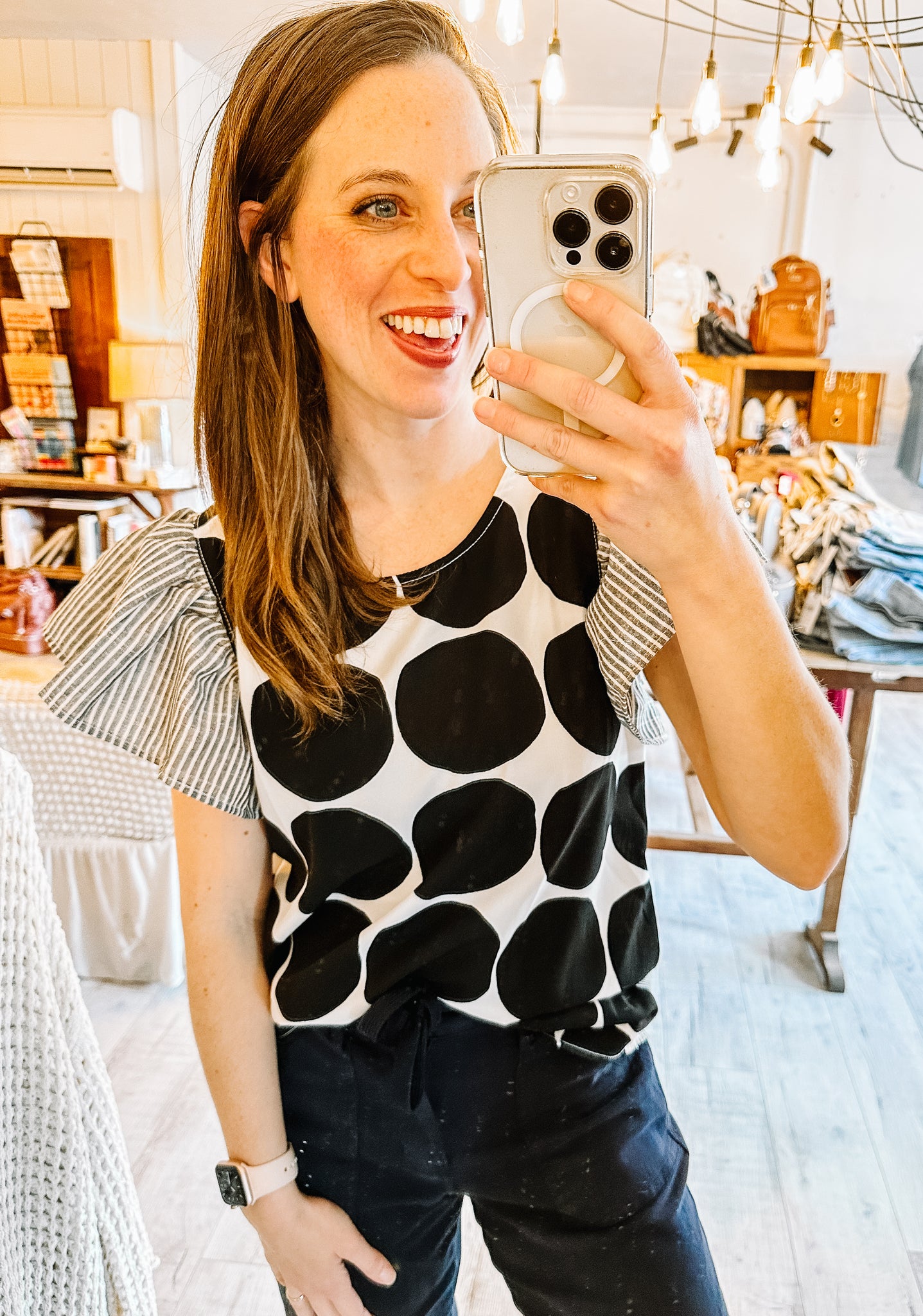 First Up Polka Dot Contrast Blouse
