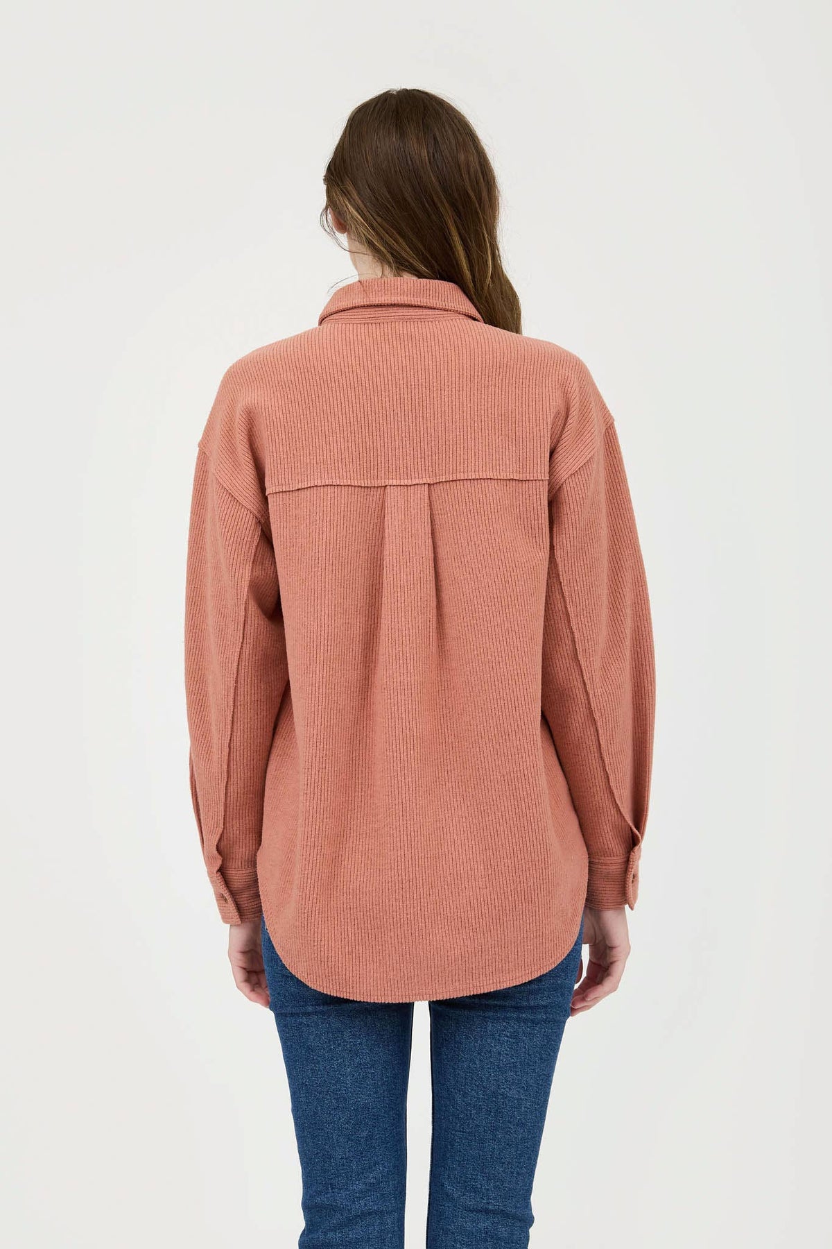 RIB KNIT EXPOSED SEAM BUTTON UP TOP