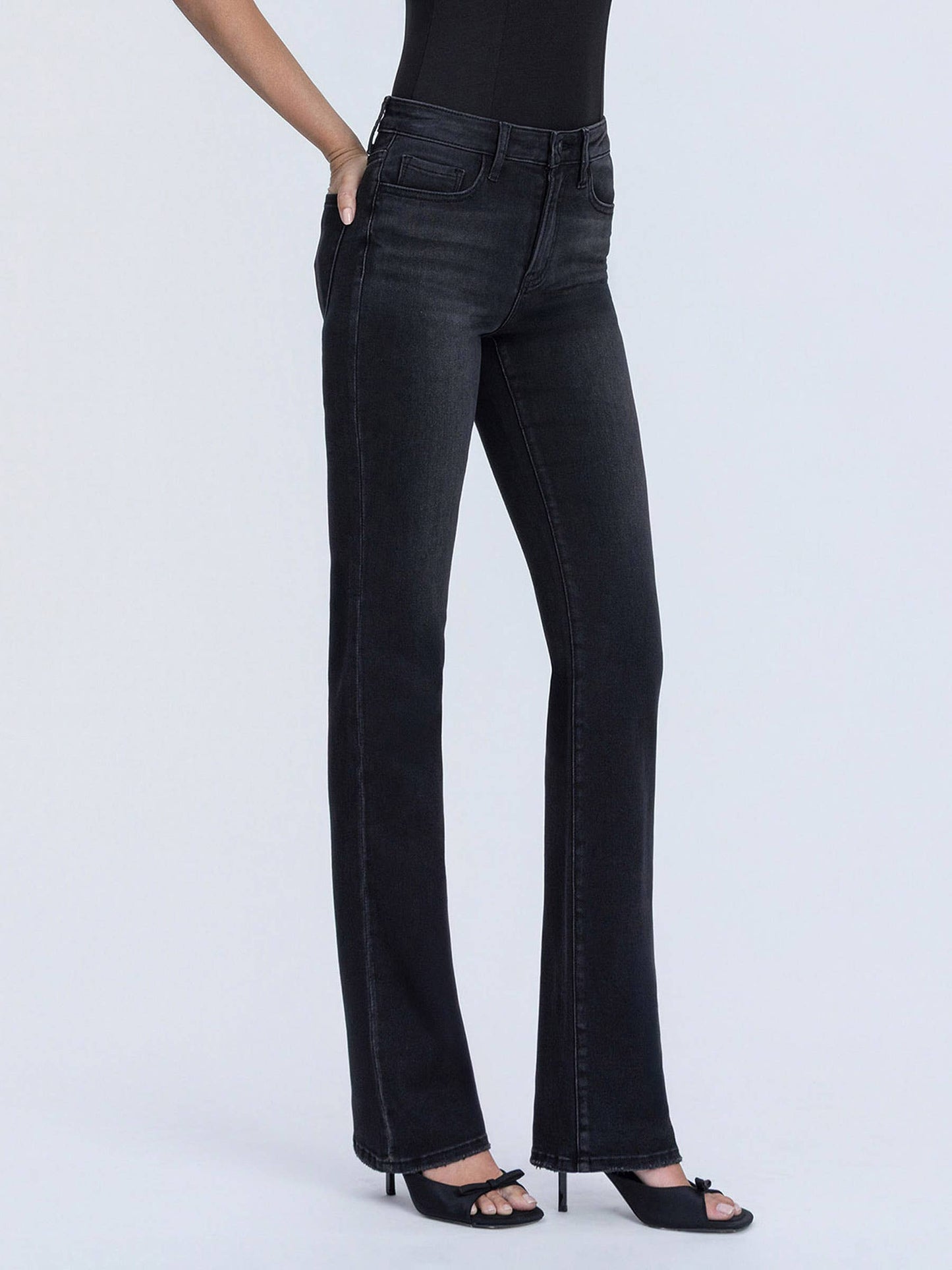 High Rise Full Length Bootcut Denim in Black