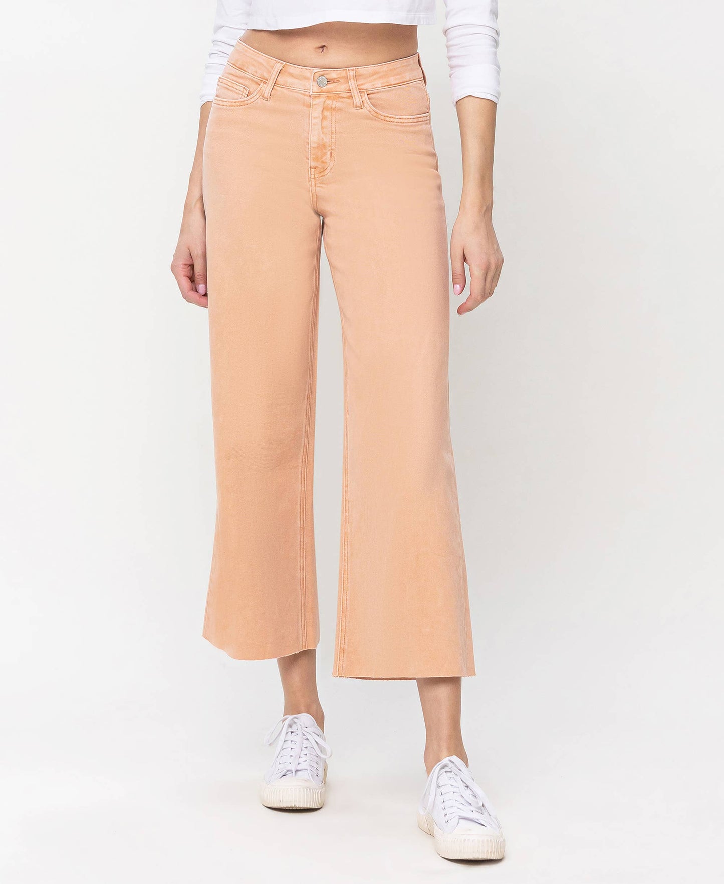 High Rise Wide Leg Denim in Soft Sand by Vervet