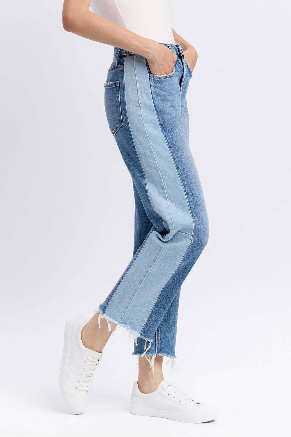 High Rise Two Tone Denim by Flying Monkey