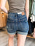 High Waisted Tummy Control Vintage Wash Cuffed Shorts