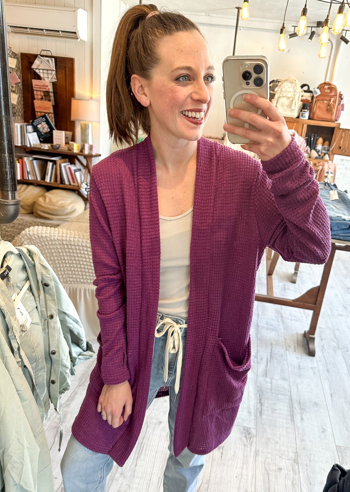 Lola Cardigan in Dusty Pink & Purple