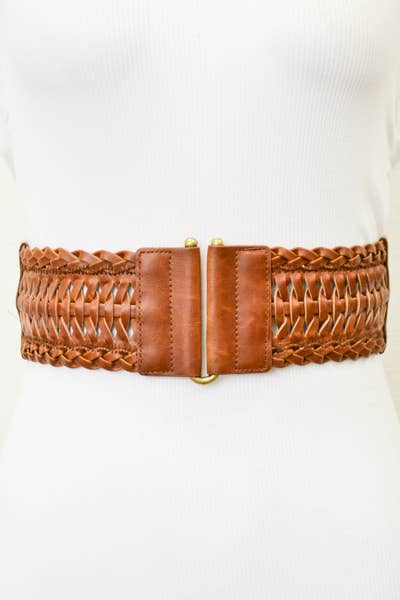 Leather Look Braid Elastic Belt