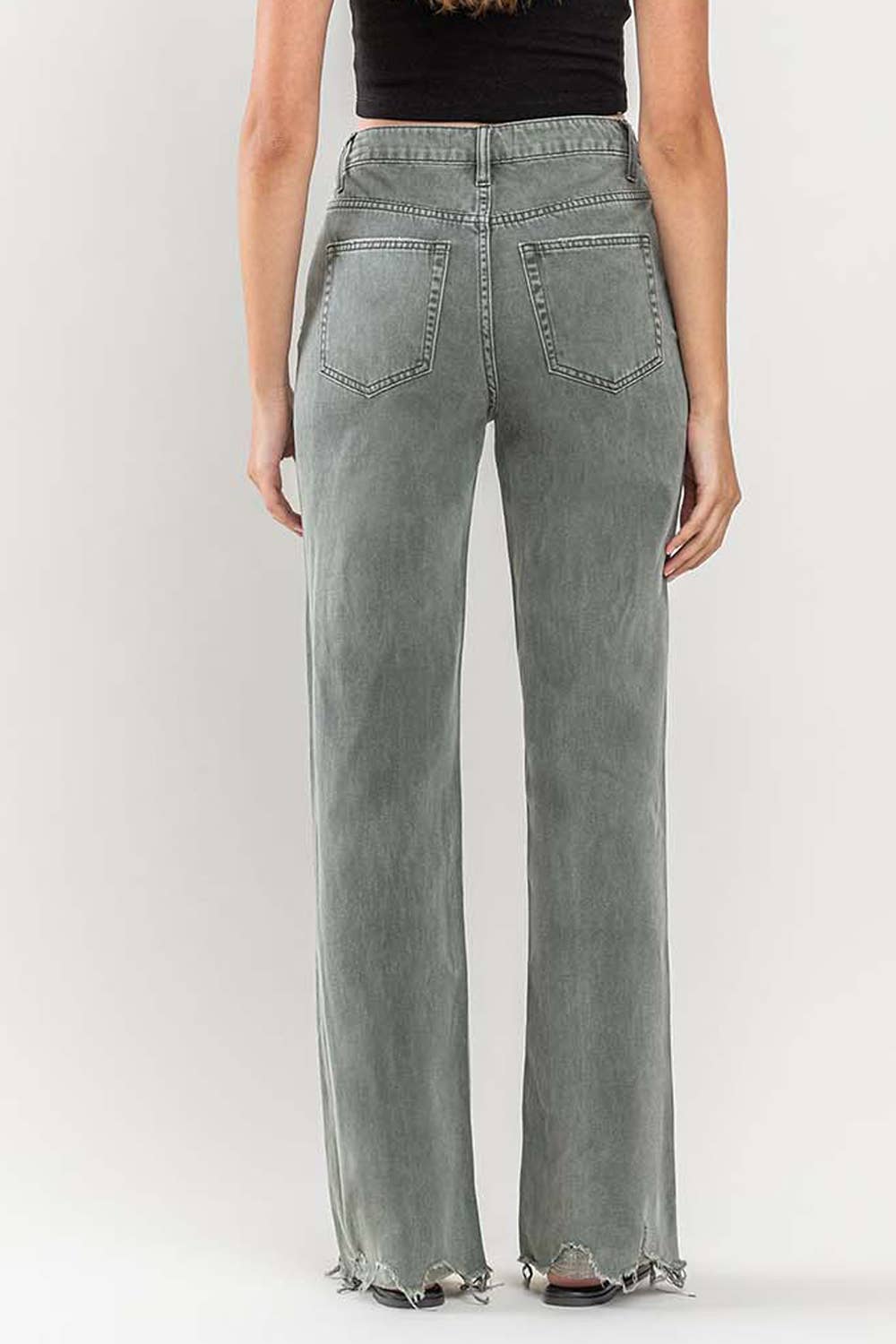 90'S Vintage Super High Rise Flare Jean in Thyme by Vervet