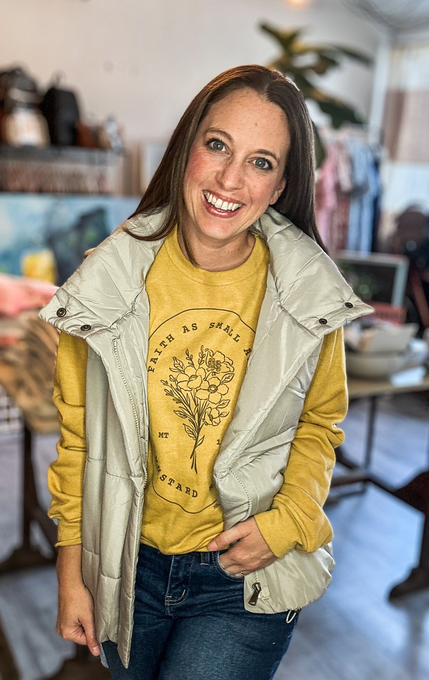 Mustard Seed Faith Women's Christian Graphic Sweatshirt