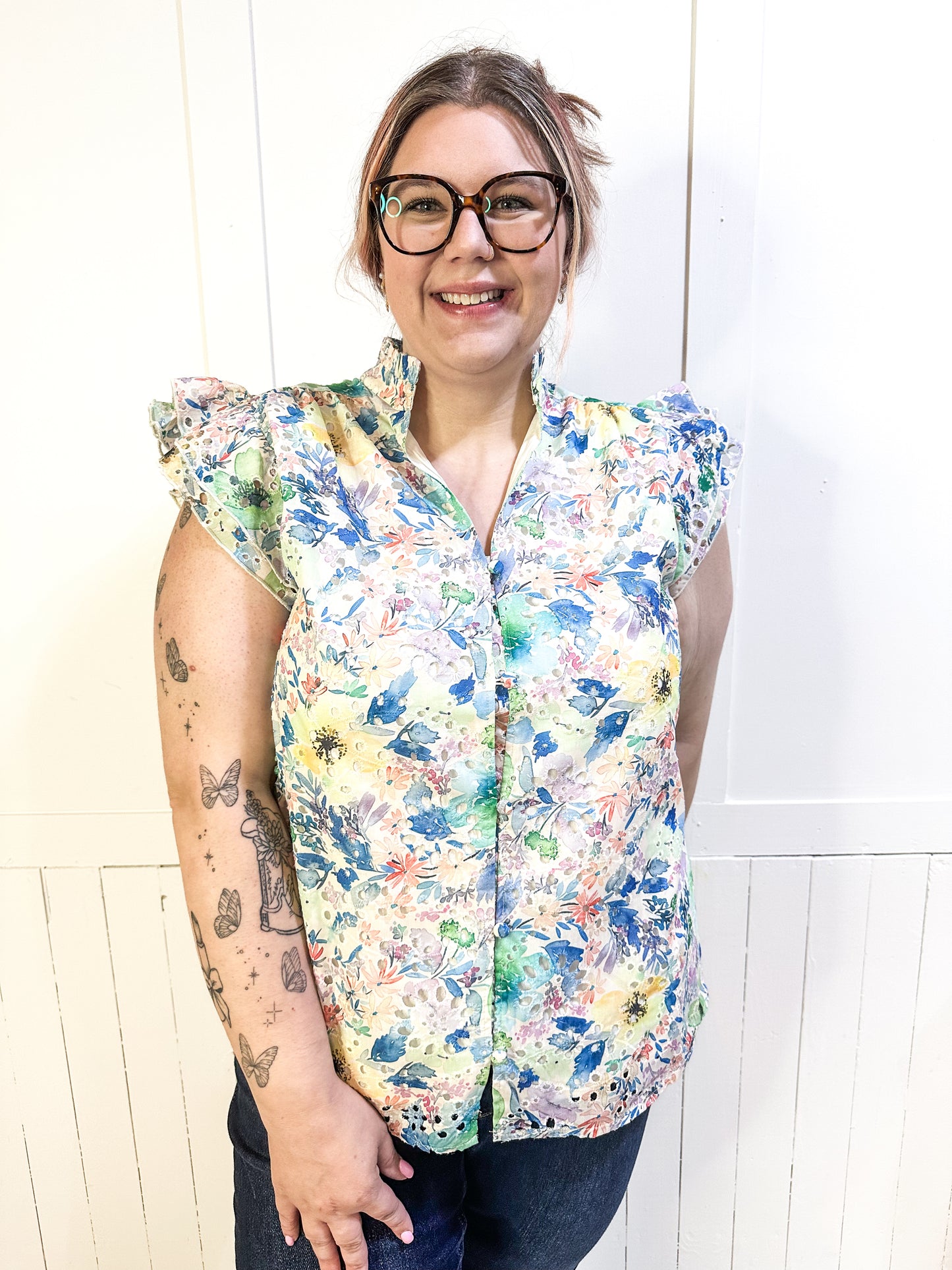 Cassidy Floral Watercolor Blouse