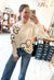 Flower Stitched Loose Fit Sweater in Ivory and Black