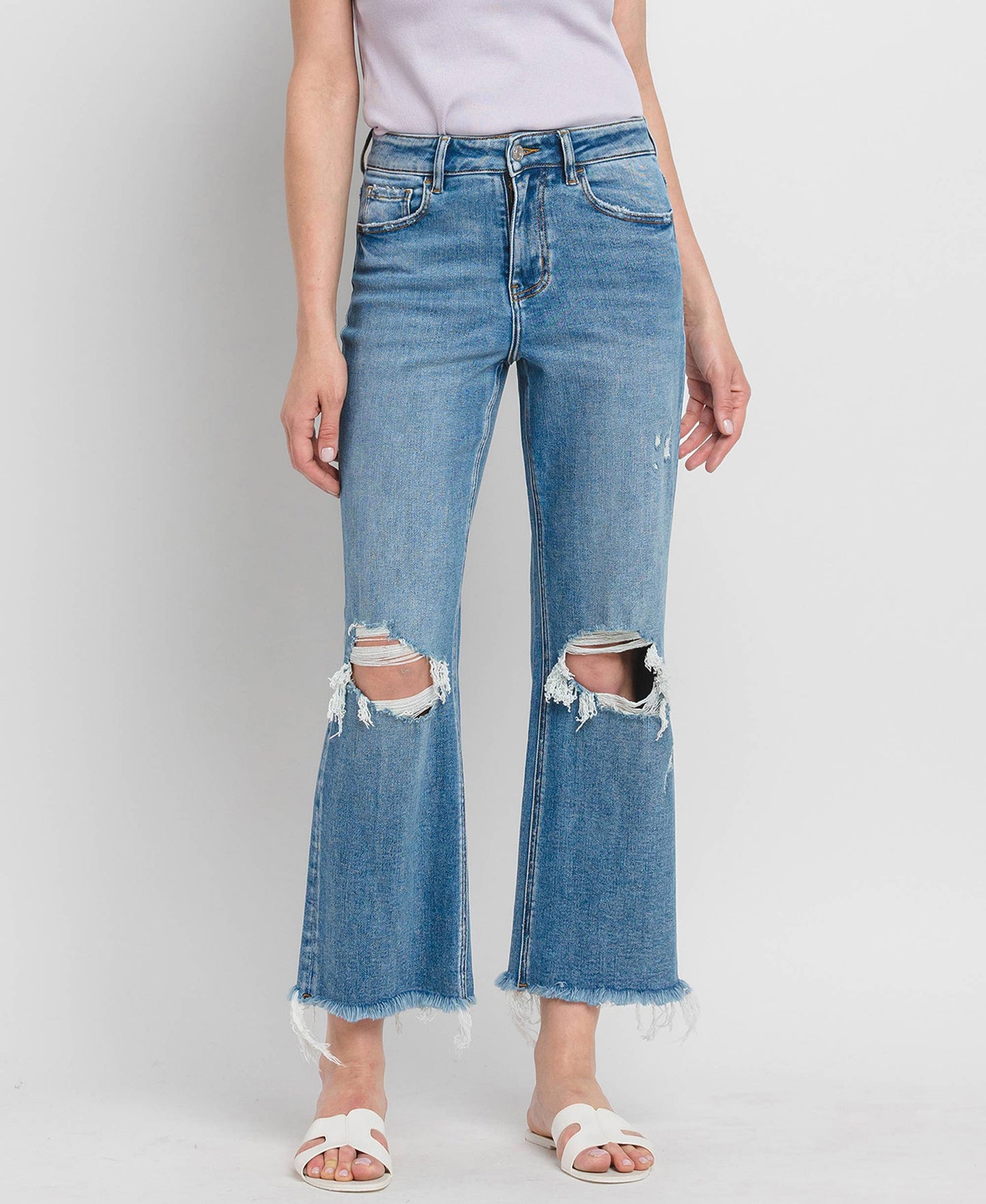 High Rise Crop Slim Wide Leg Denim by Lovervet
