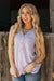 Sleeveless Waffle Top With Button Top in Lilac Mist