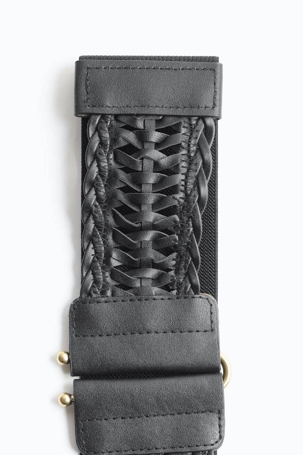 Leather Look Braid Elastic Belt
