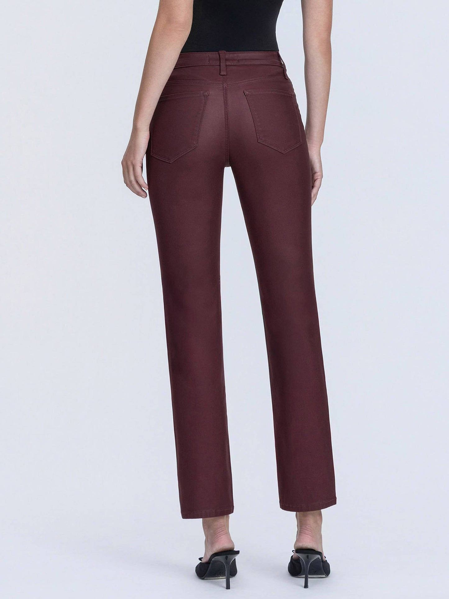 Hight Rise Slim Straight Denim in Wine