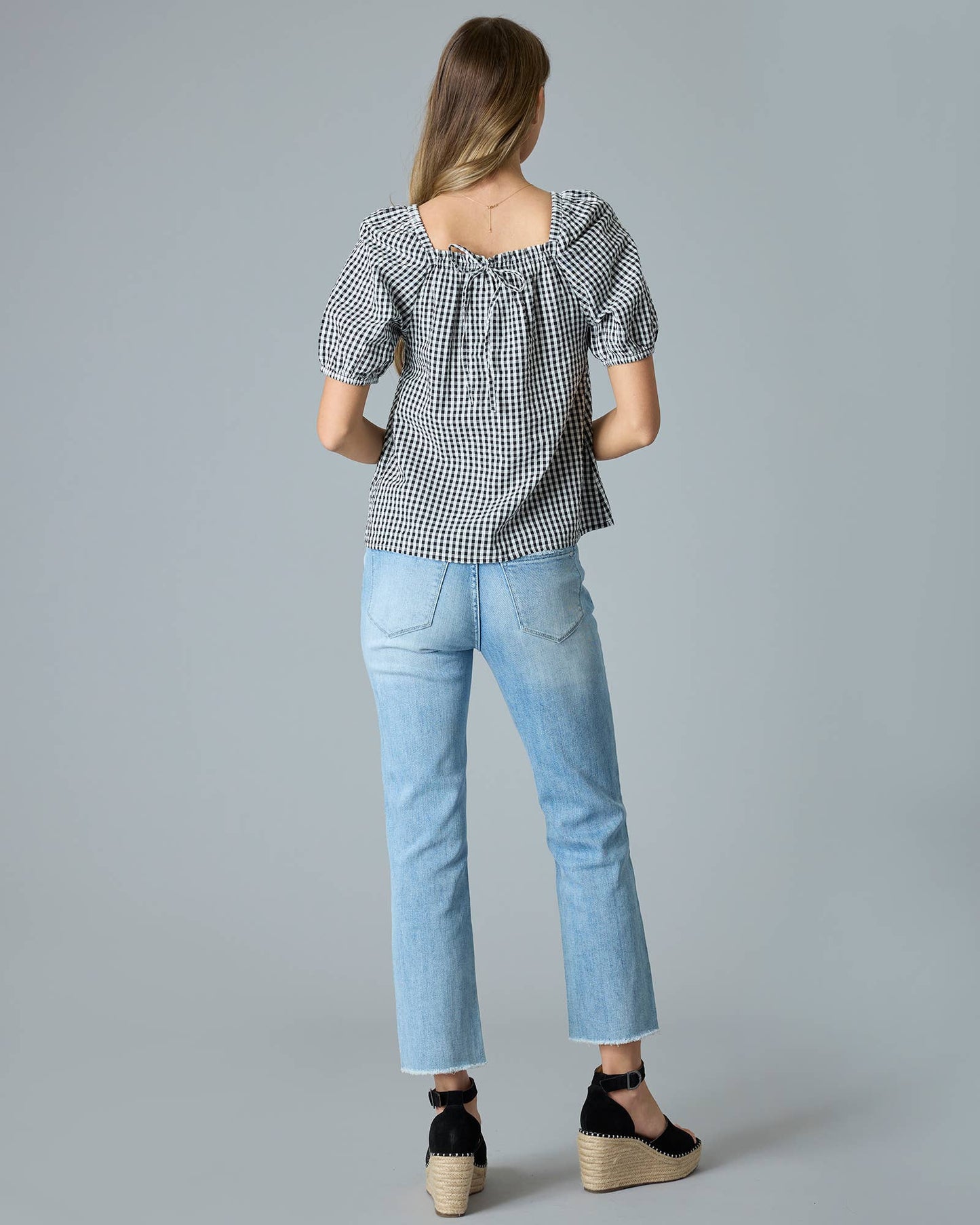 Jennie Gingham Blouse in Black & White
