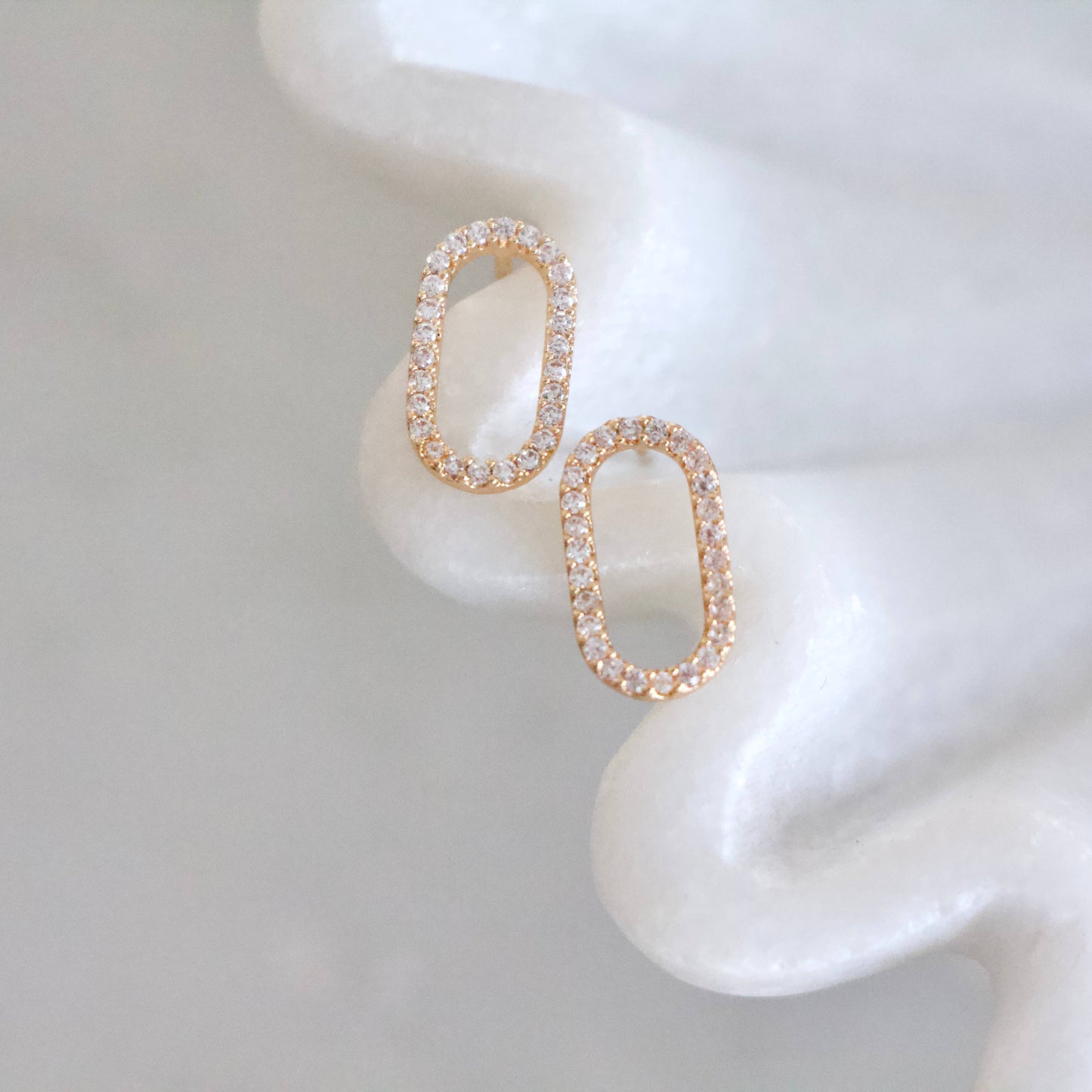 CZ Oval Stud Earring