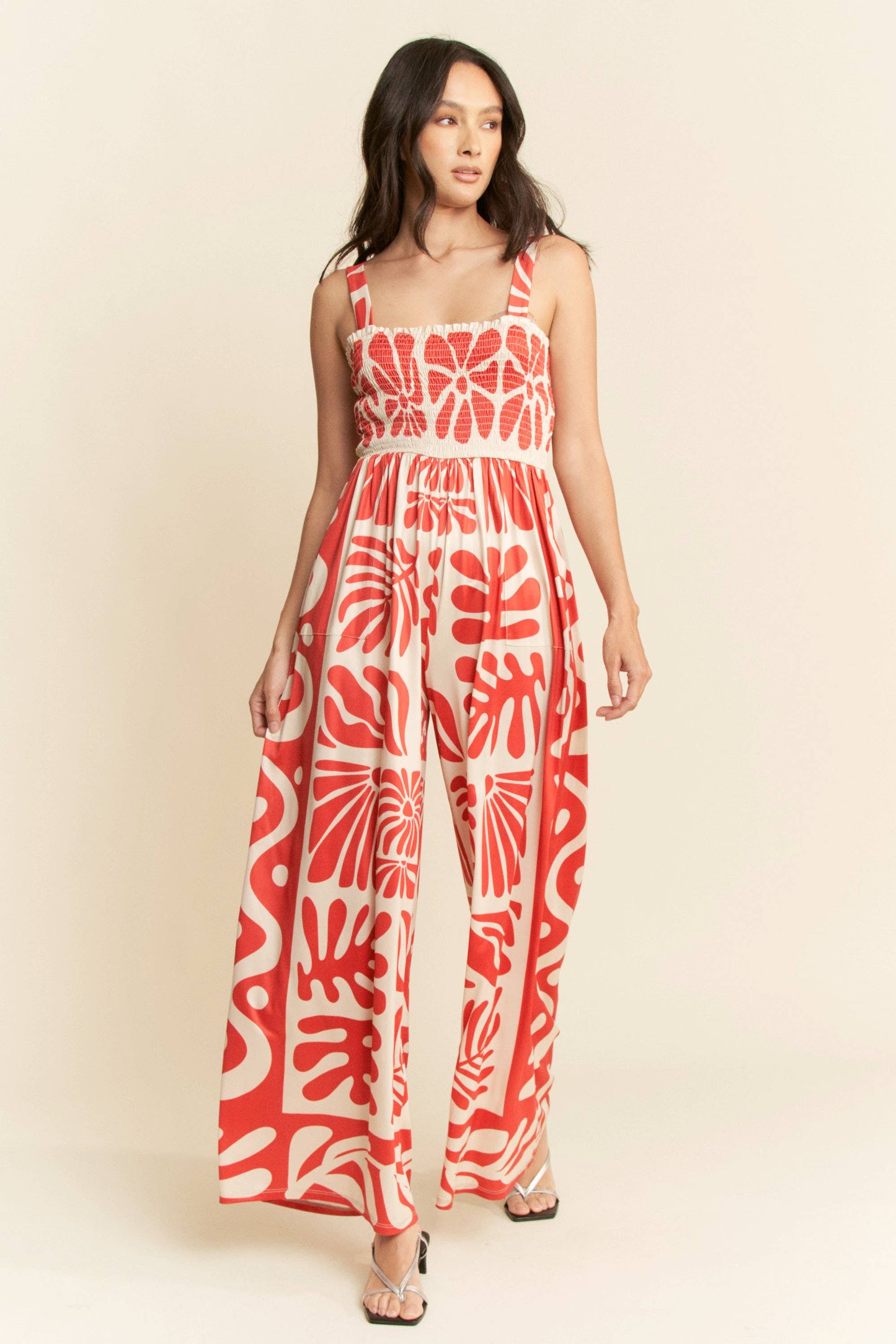 Retro Geo Floral Knit Jumpsuit