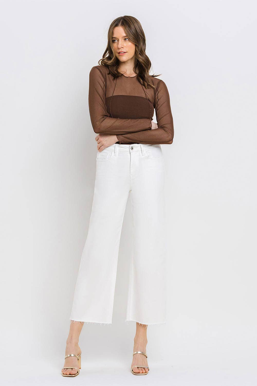High Rise Wide Leg Denim in Optic White by Vervet