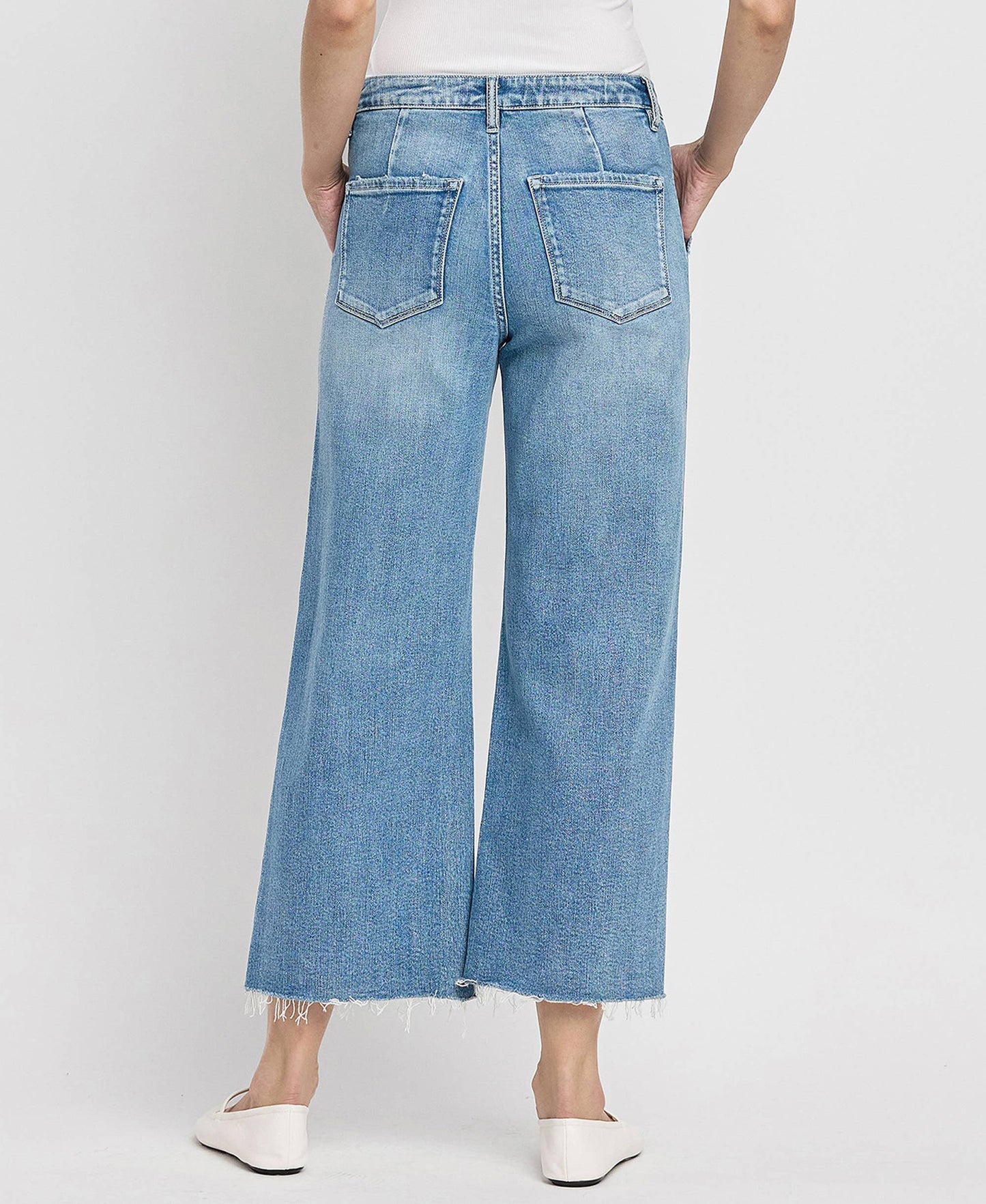 High Rise Utility Wide Jean in Medium Wash