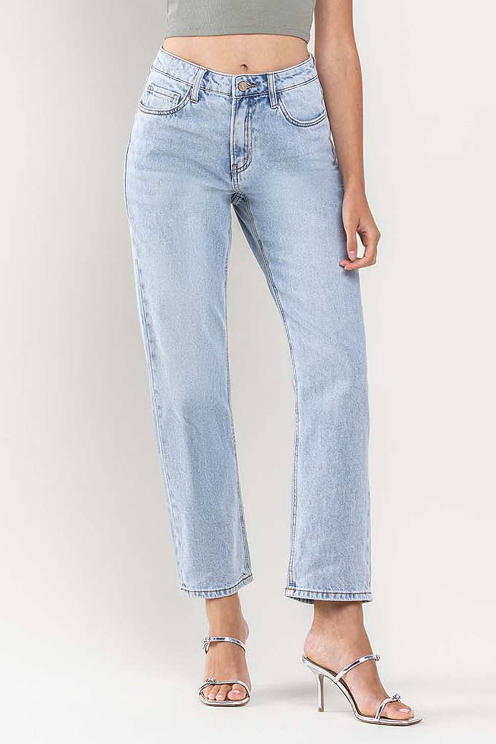 High Rise Ankle Straight Cotton Denim by Lovervet.