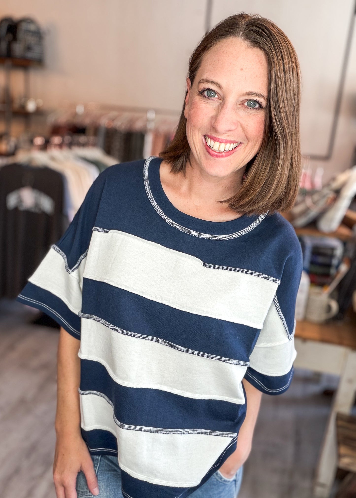 French Terry Exposed Seam in Navy