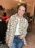 Oversized Checkered Casual Shacket Jacket in Cream