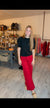 HIGH RISE WIDE ANKLE LEG in RED