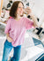 Oversized Stripe Casual V-Neck Knit Top in Orchid