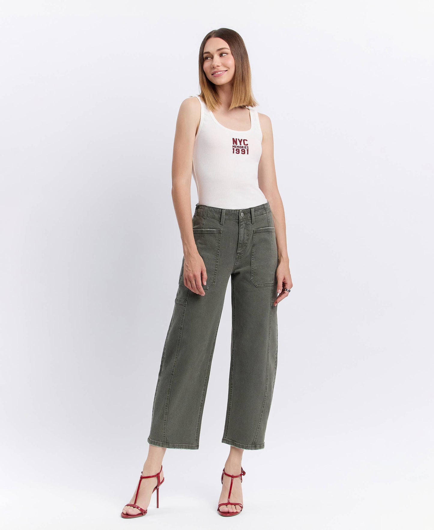 Super High Rise Elastic Waistband Barrel Jeans by Flying Monkey