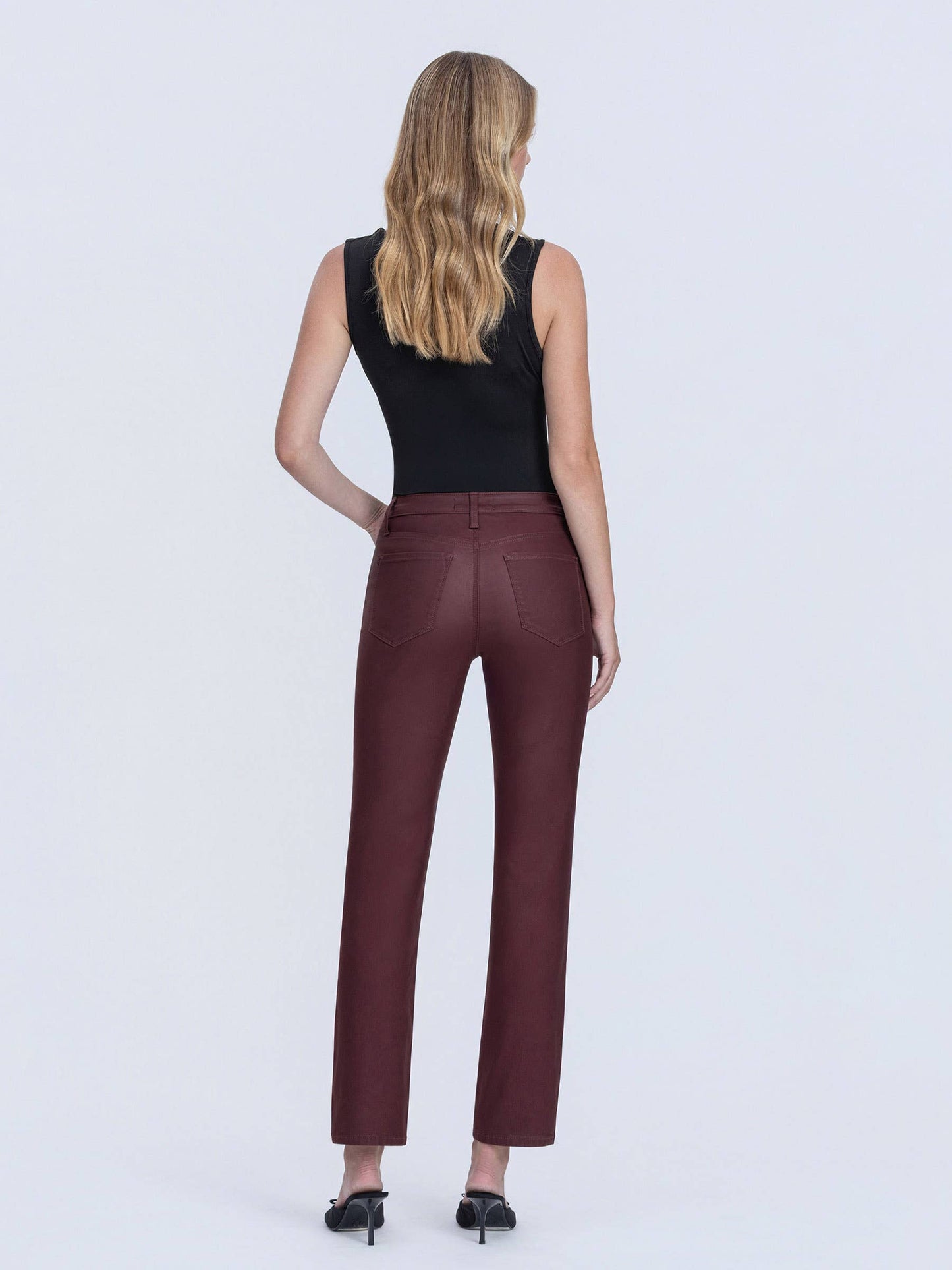 Hight Rise Slim Straight Denim in Wine