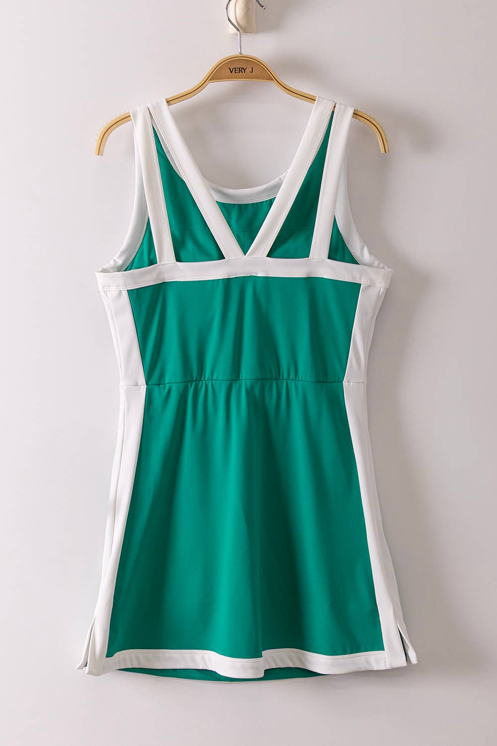 Color Block Activewear Mini Dress W/ Bra Cap in Green
