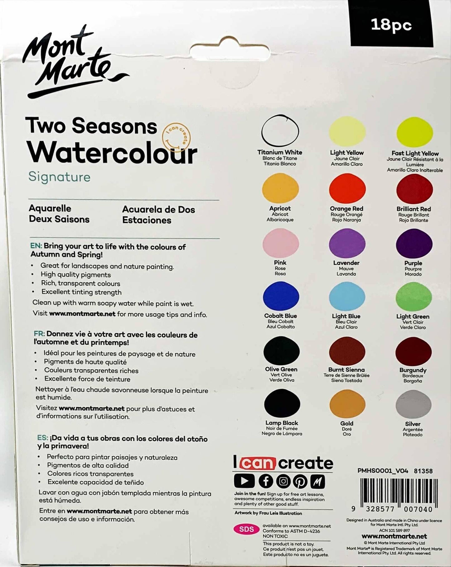 Two Seasons Watercolor Signature 18pc x 12ml (0.4oz)